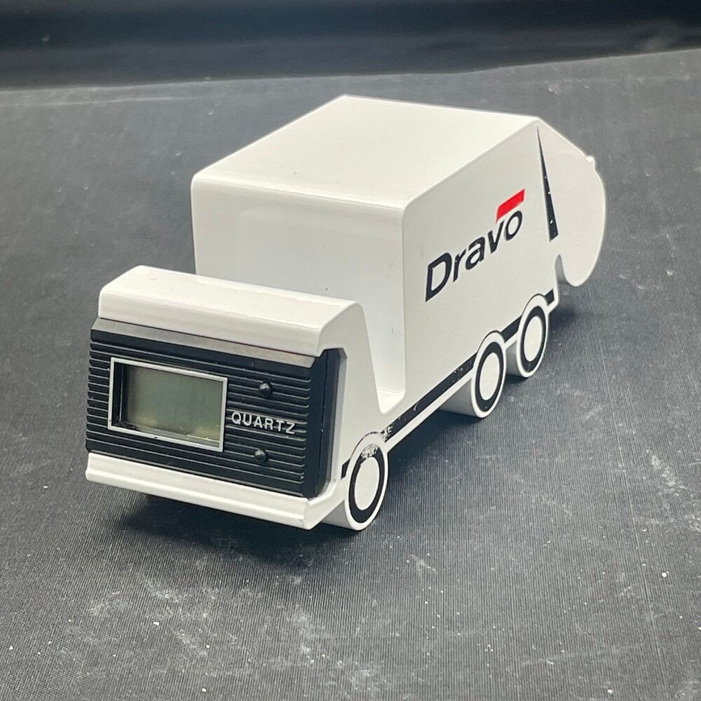 Vintage Dravo Quartz Truck Desk Clock Heavy Metal Collectible Paperweight Office